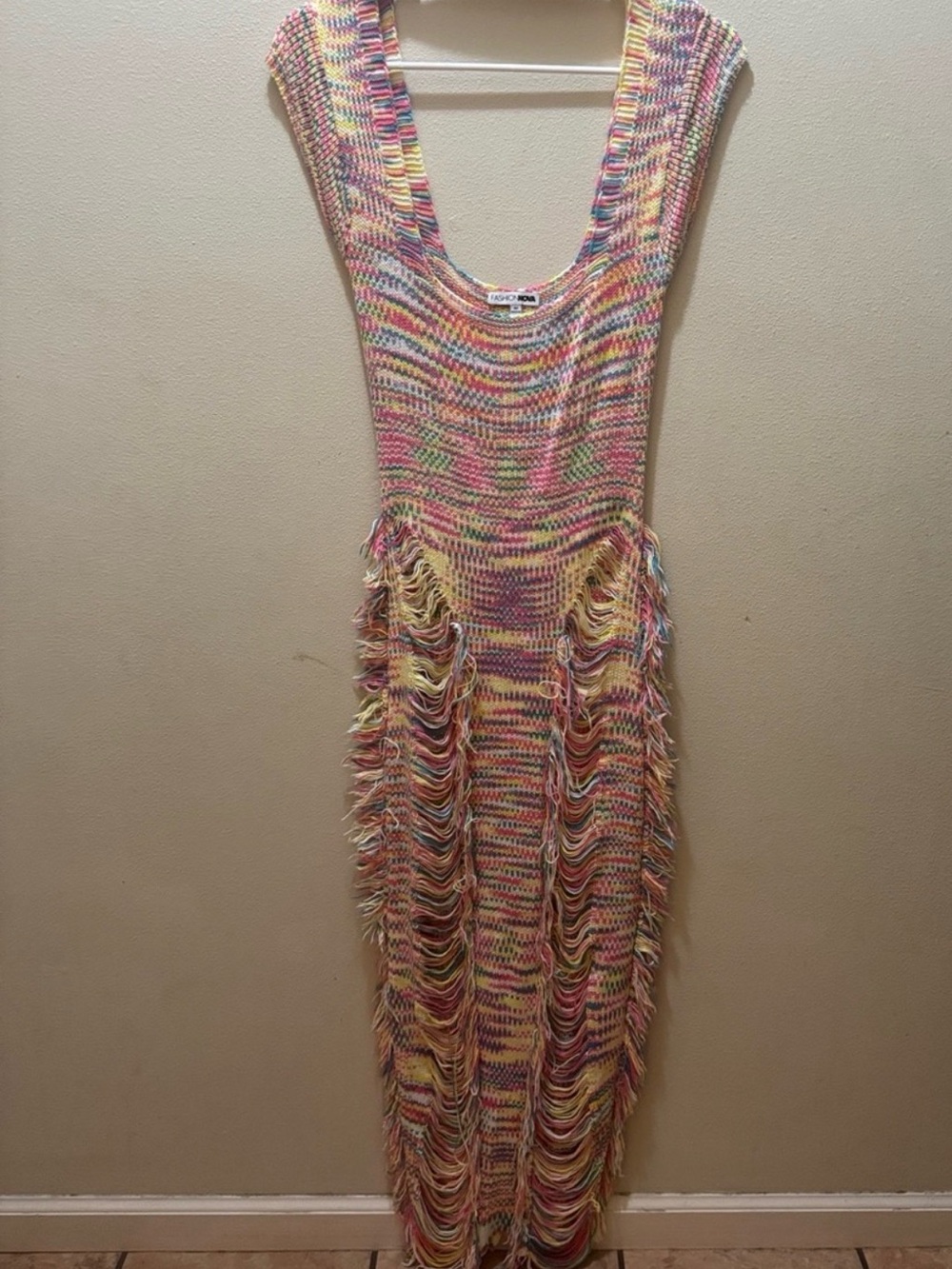 Fashion Nova Multicolor Knit Fringe Midi Dress - Picture 2 of 3